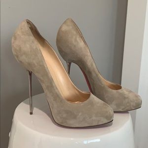 Louboutin Suede Leather Metal Heel Platform Heel
